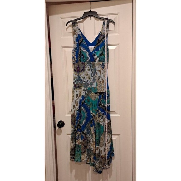 NorthStyle Maxi Dress 16 Paisley Sleeveless Blue White Purple V-Neck Polyester - Picture 10 of 16